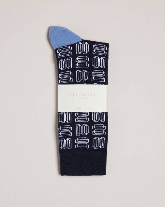 Calzini Ted Baker Gridsoc Uomo Blu Marino | KZAFE1256