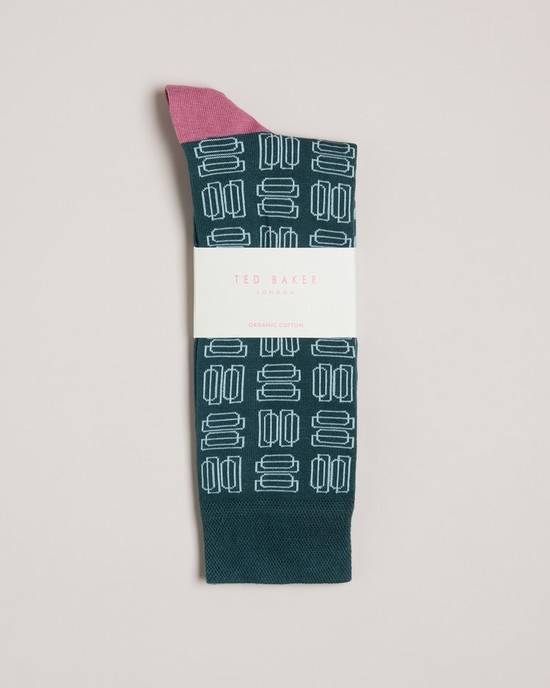Calzini Ted Baker Gridsoc Uomo Verdi | NUEZD0341