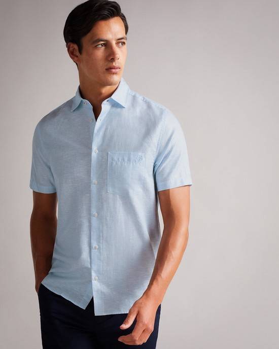 Camicie Ted Baker Addle Uomo Blu Chiaro | FYLSC2468
