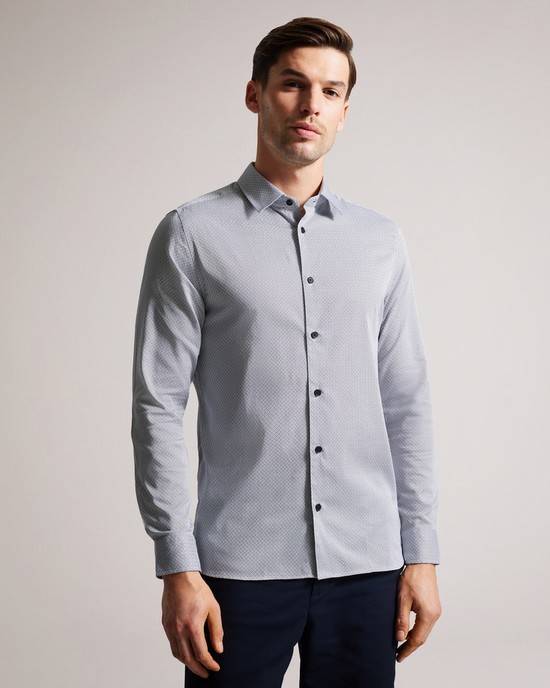 Camicie Ted Baker Alham Uomo Blu Marino | ZLDUR8025