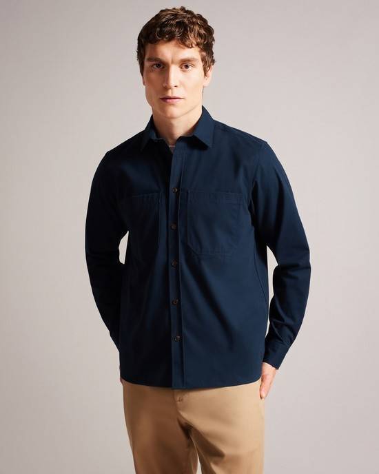 Camicie Ted Baker Almur Uomo Blu Marino | SJMGK0164