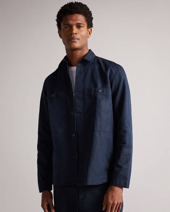 Camicie Ted Baker Amoret Uomo Blu Marino | NJXYO1284