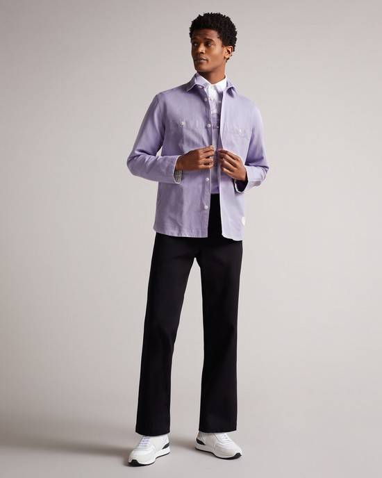 Camicie Ted Baker Amoret Uomo Viola Chiaro | XTLGJ1920