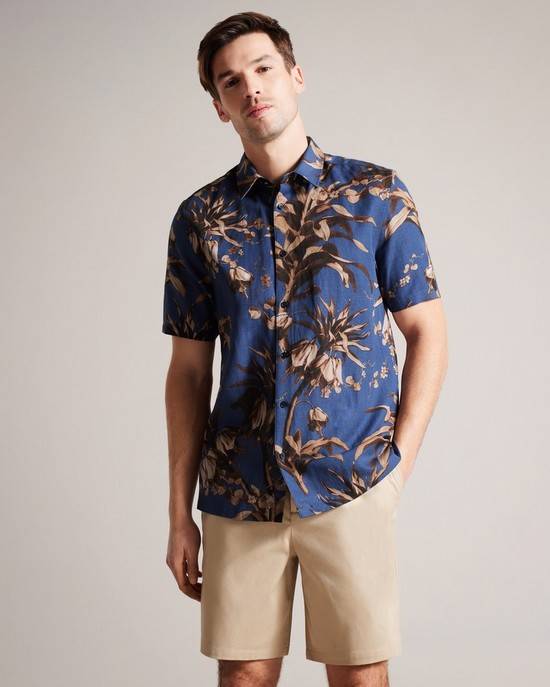 Camicie Ted Baker Belmar Uomo Blu Marino | WRVYN9870