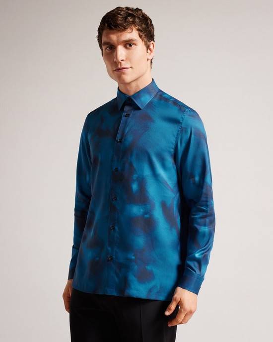 Camicie Ted Baker Bentham Uomo Blu | WMXTU8751