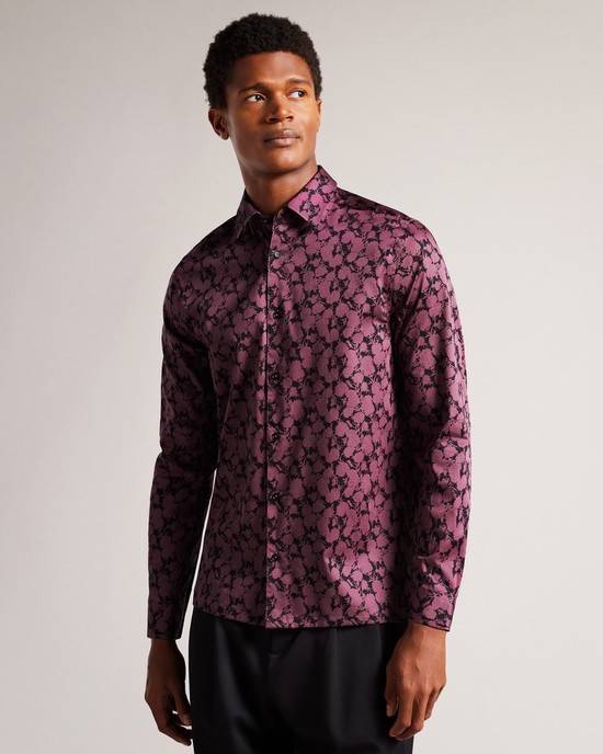 Camicie Ted Baker Comlee Uomo Bordeaux | PENST8754