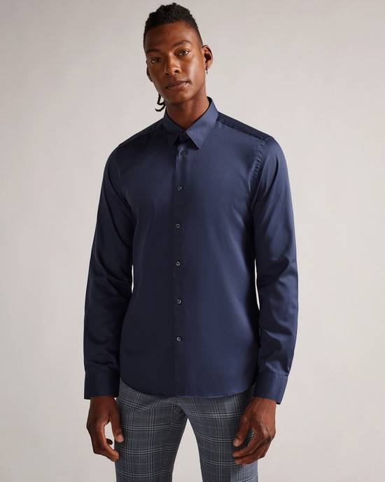 Camicie Ted Baker Duddoss Uomo Blu Marino | RAUEC1563