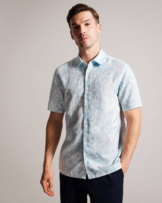 Camicie Ted Baker Flaisby Uomo Blu Chiaro | VPFBY2761