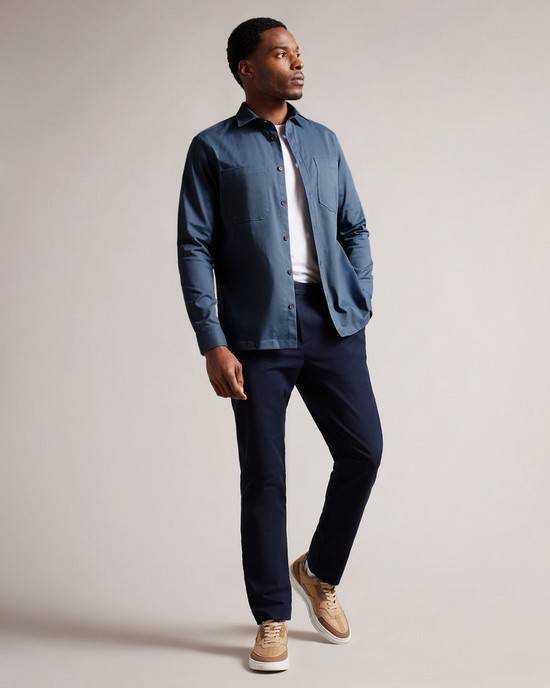 Camicie Ted Baker Hasting Uomo Blu | JQXNA7641