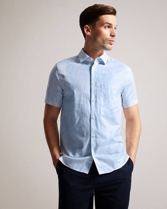Camicie Ted Baker Kingfrd Uomo Blu Chiaro | FWAIV1730