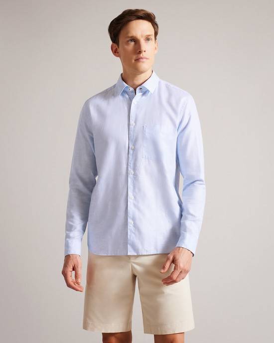 Camicie Ted Baker Kingwel Uomo Blu Chiaro | LRCGP2390