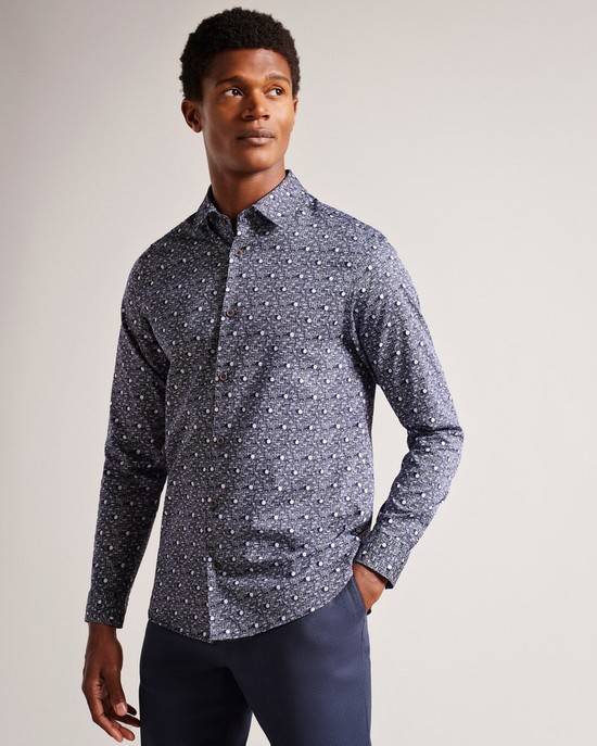 Camicie Ted Baker Maccle Uomo Blu Marino | JPXMB7205