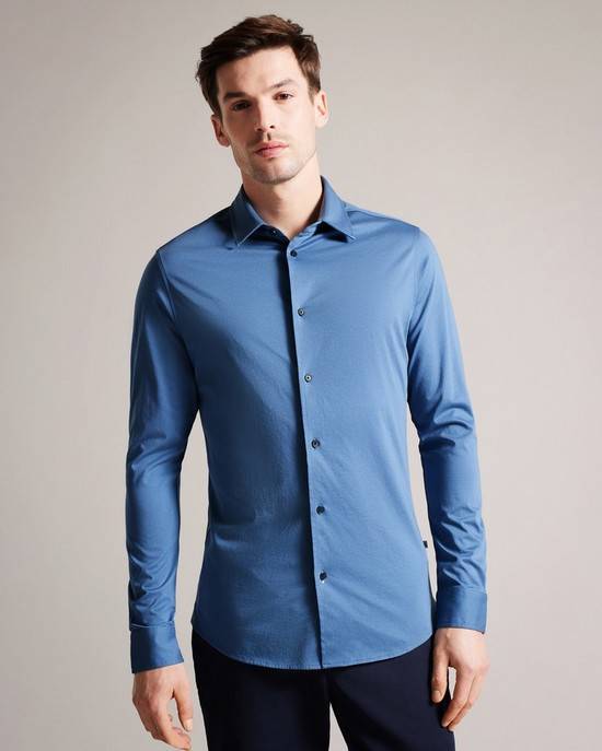 Camicie Ted Baker Marros Uomo Blu | RMIEK5127