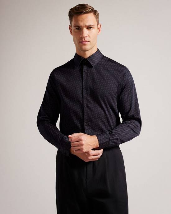 Camicie Ted Baker Matlock Uomo Blu Marino | JEITW4239