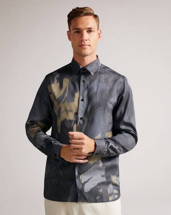 Camicie Ted Baker Mordun Uomo Grigie | PLFXH6534