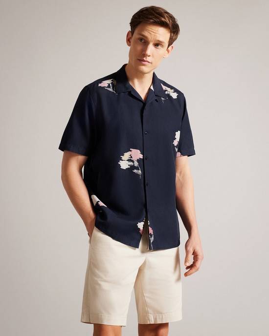 Camicie Ted Baker Neele Uomo Blu Marino | UQCDB5806