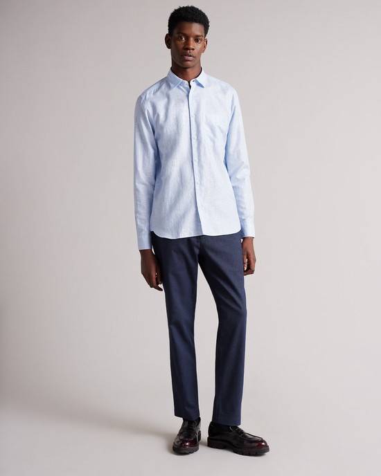 Camicie Ted Baker Remark Uomo Blu Chiaro | GFTSQ8973