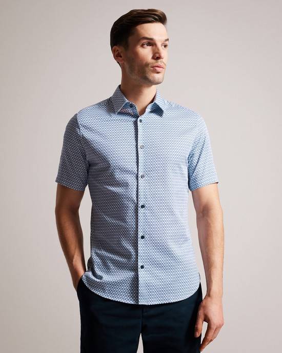 Camicie Ted Baker Strisho Uomo Blu Scuro | BEDPG4860