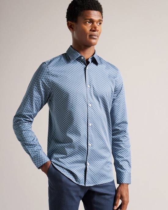 Camicie Ted Baker Willuw Uomo Blu | EYBPN5294