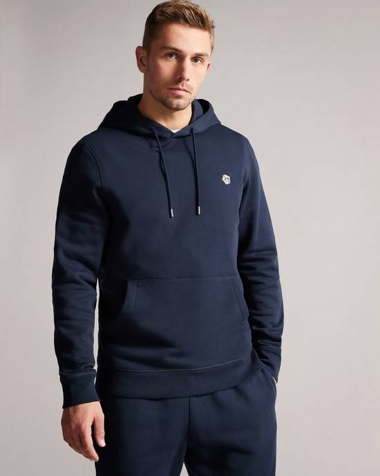 Felpa Con Cappuccio Ted Baker Hendon Uomo Blu Marino | POEDQ9271