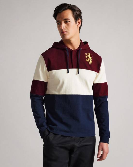 Felpa Con Cappuccio Ted Baker Ledbury Uomo Bordeaux | MSUPQ8321
