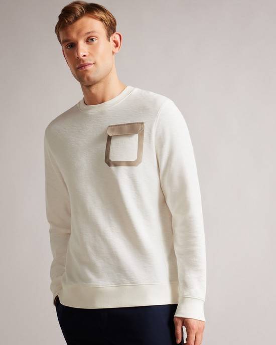 Felpe Ted Baker Escana Uomo Bianche | PMWNI8456