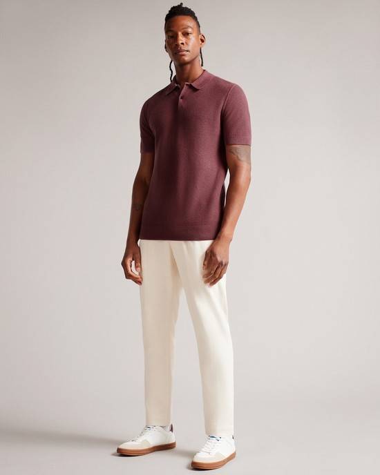 Magliette Polo Ted Baker Imago Uomo Bordeaux | ERFHB8312