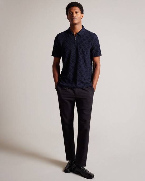Magliette Polo Ted Baker Maroc Uomo Blu Marino | NQAPW2146