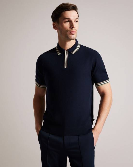 Magliette Polo Ted Baker Pierrot Uomo Blu Marino | XAWZQ0943