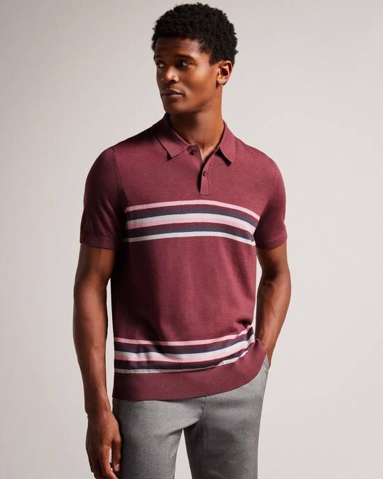 Magliette Polo Ted Baker Pital Uomo Bordeaux | HZRKN2897