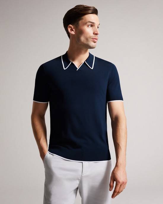 Magliette Polo Ted Baker Stortfo Uomo Blu Marino | ODPAV9814