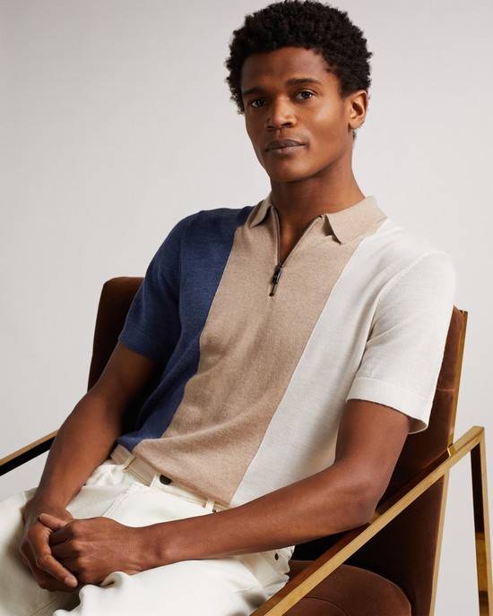 Magliette Polo Ted Baker Swansea Uomo Blu Grigie Bianche | VIUZH4750