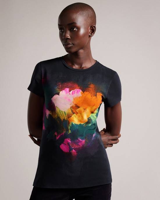 Magliette Ted Baker Costela Donna Nere | LPNSA7163
