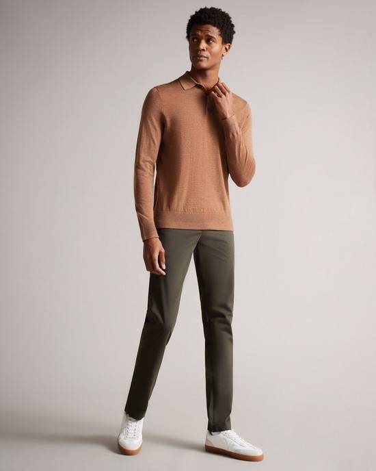 Pantaloni Ted Baker Genay Uomo Khaki | FXYBZ3601